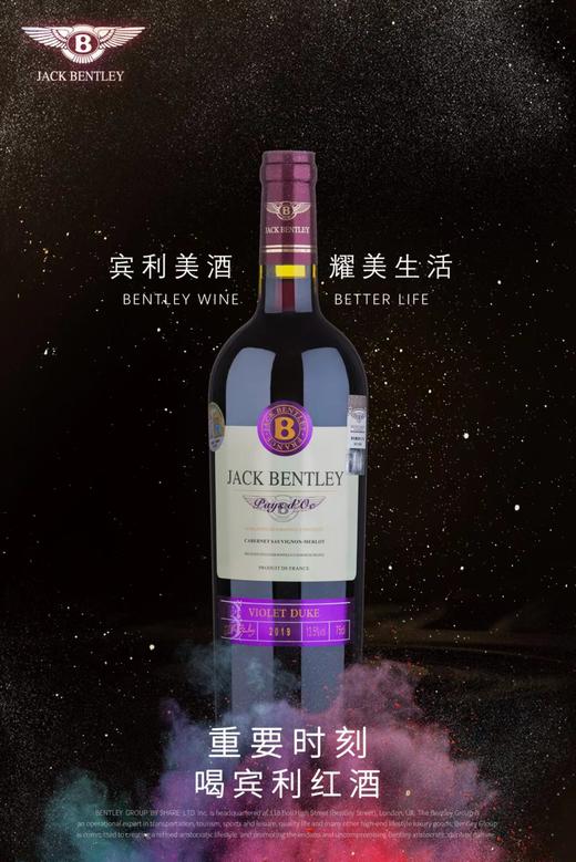 宾利BENTLEY 进口红酒750ml法国宾利爵卡紫爵干红葡萄酒 宾利紫爵750ml单瓶红葡萄酒 商品图2