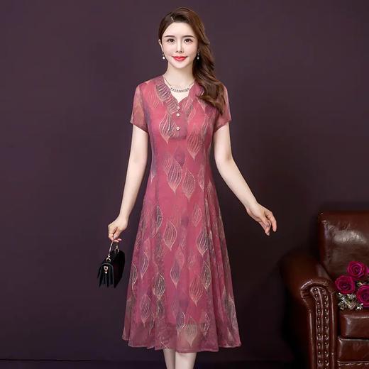 YMR-阔太太夏装新洋气中年妈妈连衣裙短袖裙子连衣裙 商品图2
