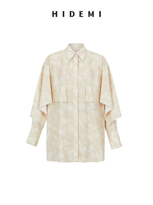HIDEMI 裸⾊抽象印花⽃篷式设计感衬衫套装 衬衫/⻓裤 商品图13