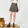 Famecoco范可儿咖色高腰jk短裙女格子a字春秋不对称百褶裙小个子F225HA017 商品缩略图2