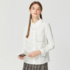 Famecoco范可儿小众原创不规则领衬衫女春秋白色纯棉长袖明线衬衣F225BH014 商品缩略图0