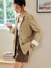 OLrain法式卡其色西装外套女早秋2022新款宽松简约开叉假两件上衣 商品缩略图3