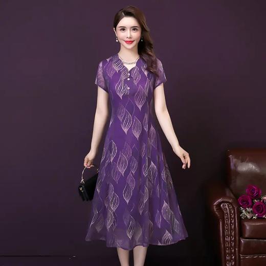 YMR-阔太太夏装新洋气中年妈妈连衣裙短袖裙子连衣裙 商品图5