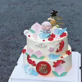福如东海 · 奶油蛋糕 （实物无金粉装饰）
