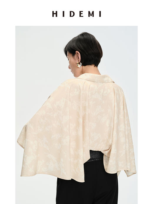 HIDEMI 裸⾊抽象印花⽃篷式设计感衬衫套装 衬衫/⻓裤 商品图12