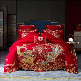 【婚庆套件】大红色婚庆四件套重工刺绣全棉四件套结婚用品婚庆用品
