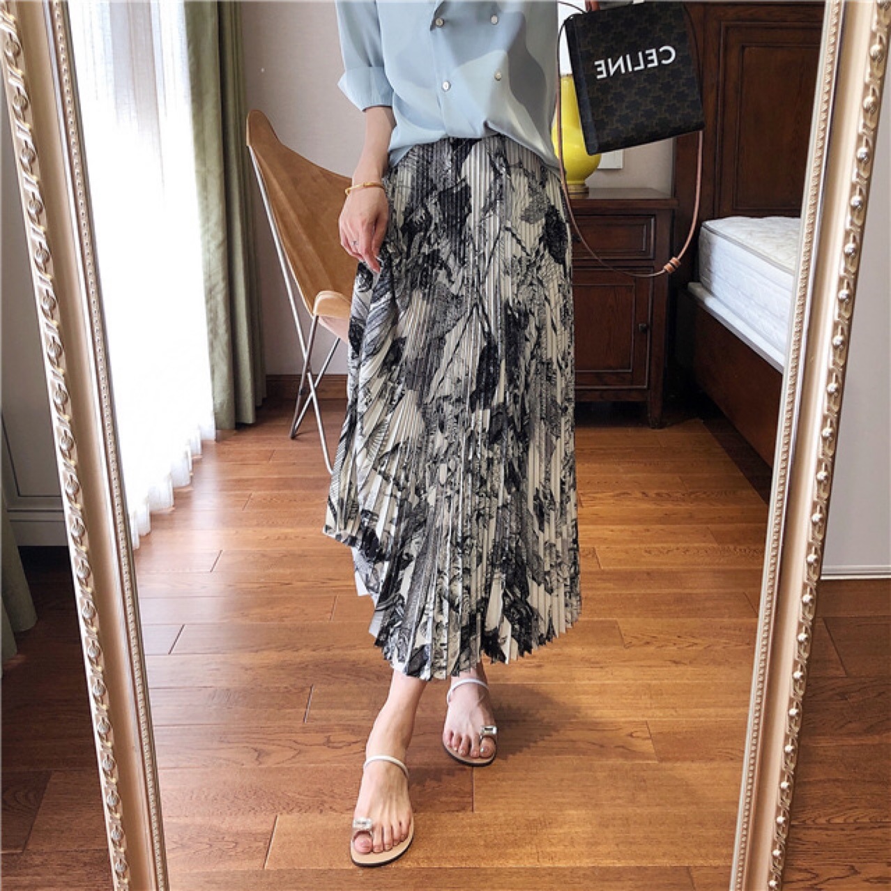 轻奢款丨德国高端印花 水墨印花 百褶半身裙