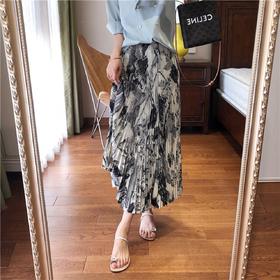 轻奢款丨德国高端印花 水墨印花 百褶半身裙