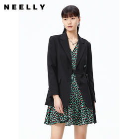 NEELLY纳俪商场同款2022秋季新款西装外套女别致系带收腰上衣显瘦N22082W01083