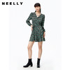 NEELLY纳俪商场同款连衣裙女气质V领泡泡袖A字裙收腰系带茶歇裙N22082Y01097 商品缩略图1