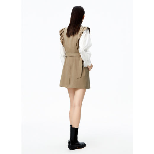 NEELLY纳俪商场同款连衣裙女2022秋季新品拼接袖西装领A字裙收腰N22082Y01095 商品图4