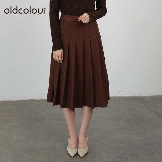 oldcolour2021秋商场同款简约气质中长款百褶半身裙DN33063511 商品图0