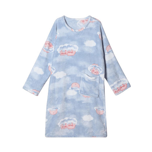 都市丽人生活家居女士特价法兰绒睡裙双面法兰绒厚家居服长袖裙睡衣LH26F3 商品图4