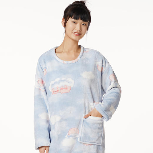 都市丽人生活家居女士特价法兰绒睡裙双面法兰绒厚家居服长袖裙睡衣LH26F3 商品图1