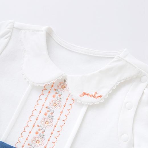 英氏婴儿连体衣秋装2022新款女宝纯棉按扣假两件哈衣YRHAJ32114A 商品图1