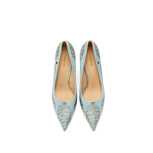 Westory22年秋季新款商场同款尖头鱼皮纹个性气质细高跟鞋浅口单鞋女53791 商品图2