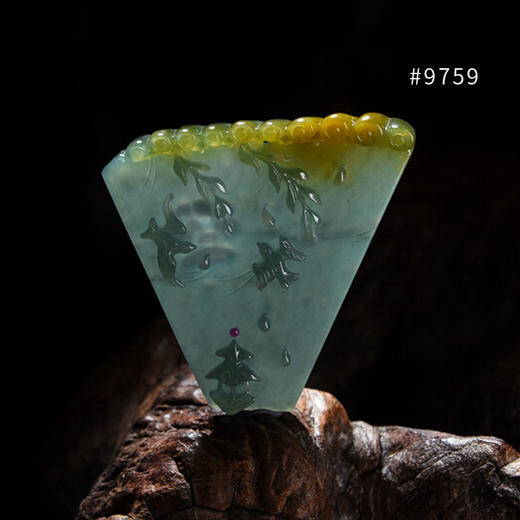 宫里的世界&虫虫翡翠   花园系列蓝水翡翠吊坠 商品图3