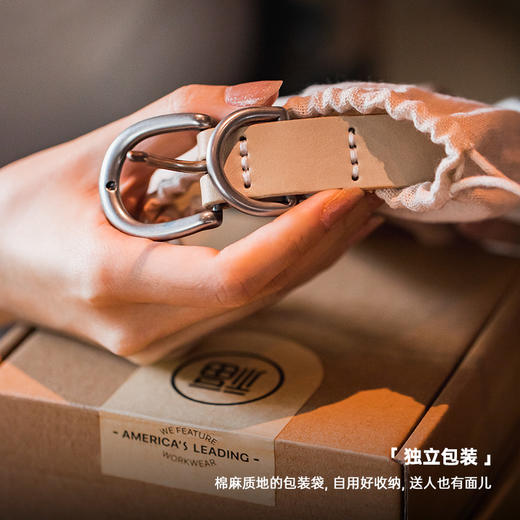 马登女装复古植鞣头层真牛皮小皮带简约百搭双环金属针扣装饰腰带 商品图5