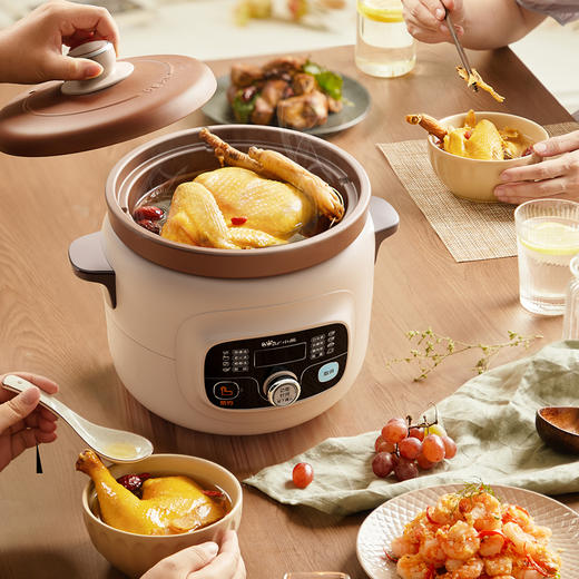 【小程序】小熊电炖锅 DDG-D40X9 杏色 4升紫砂,圆形上盖 商品图2