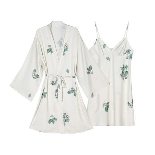 都市丽人好睡好眠女士丝质两件袍色丁提花薄家居服两件套睡衣LH23A7 商品图4