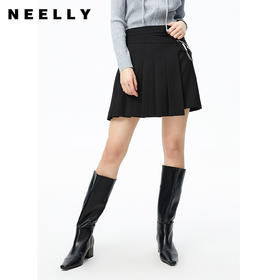 NEELLY纳俪商场同款2022秋季新款百褶裙女不对称设计A字裙显瘦N22082E01090