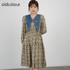 oldcolour2021秋商场同款气质拼接高腰显瘦碎花连衣裙DN33103420 商品缩略图0