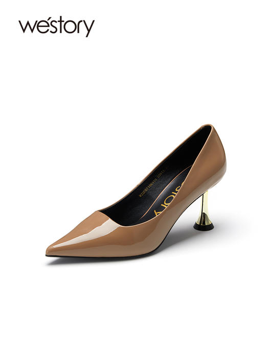 westory22年秋季新款浅口尖头细高跟真皮气质通勤OL单鞋职场71861 商品图1