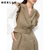 NEELLY纳俪商场同款连衣裙女2022秋季新品拼接袖西装领A字裙收腰N22082Y01095 商品缩略图3