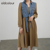 oldcolour2021秋商场同款设计感拼接假两件长款连衣裙DN33103421 商品缩略图2