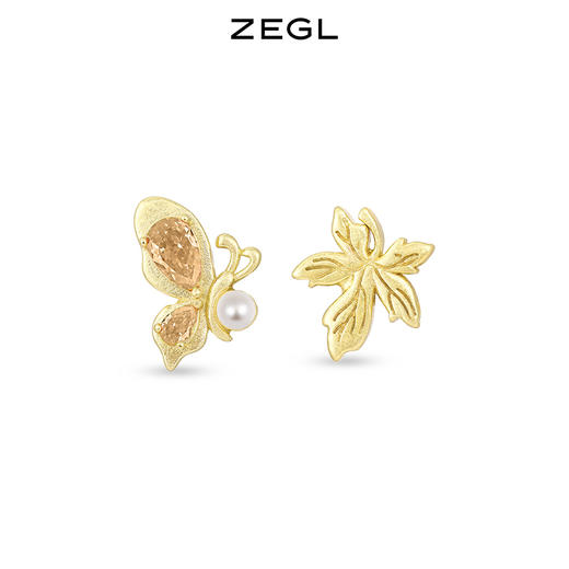 ZEGL设计师秋季耳钉蛋系列蝴蝶耳钉女925纯银养耳洞耳环夏季耳饰 商品图3