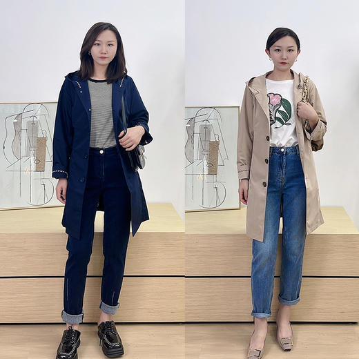 【现货秒发】奇威 配腰带单排扣风衣02004059 商品图0