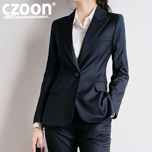 XZ-GMD20119简约灰色西装外套女春秋气质范时尚职业装工作服面试正装西服套装 商品图1