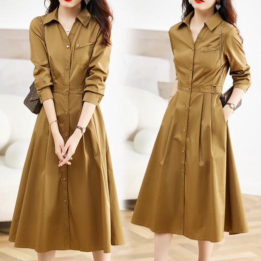 新款时尚，潮流气质显瘦翻领连衣裙HR-XSILU370 商品图0