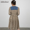 oldcolour2021秋商场同款气质拼接高腰显瘦碎花连衣裙DN33103420 商品缩略图3