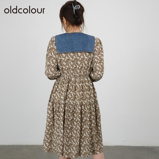 oldcolour2021秋商场同款气质拼接高腰显瘦碎花连衣裙DN33103420 商品图3