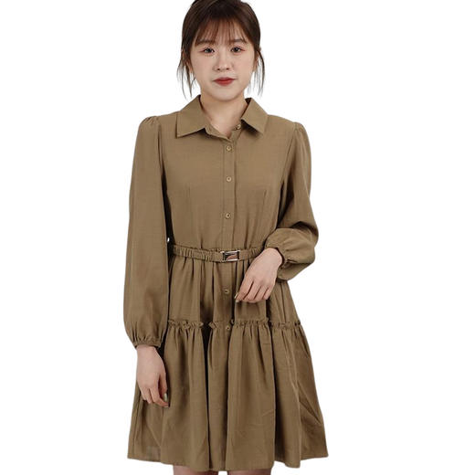 oldcolour2021秋商场同款设计感小众气质收腰连衣裙DN33103419 商品图4