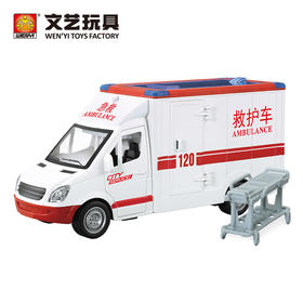 文艺1比16惯性救护车/救援车（带灯光音乐）W597A B