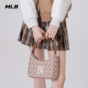 MLB老花腋下包泫雅同款NY满标女手拎单肩包32BG33111