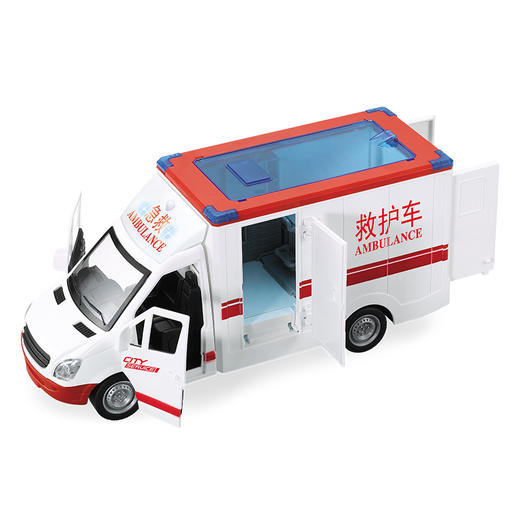 文艺1比16惯性救护车/救援车（带灯光音乐）W597A B 商品图1