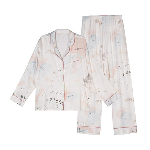 都市丽人好睡好眠女士梭织棉套装梭织贡缎薄家居服长袖睡衣LH21K8 商品图3