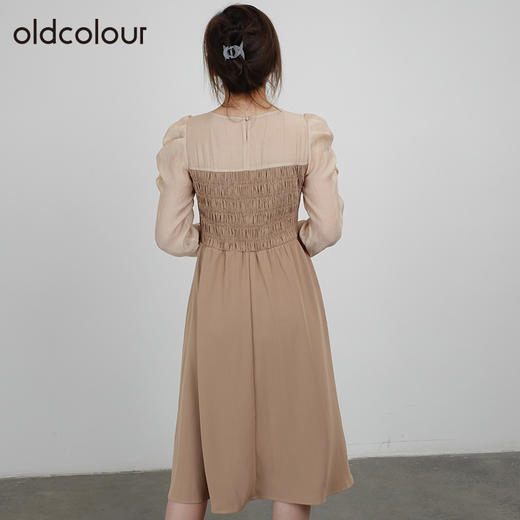 oldcolour2021秋商场同款甜美温柔拼接款抽褶连衣裙DN33103435 商品图3