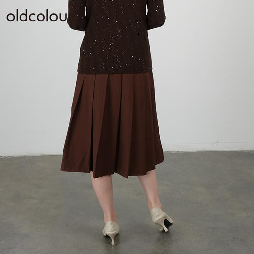oldcolour2021秋商场同款简约气质中长款百褶半身裙DN33063511 商品图3