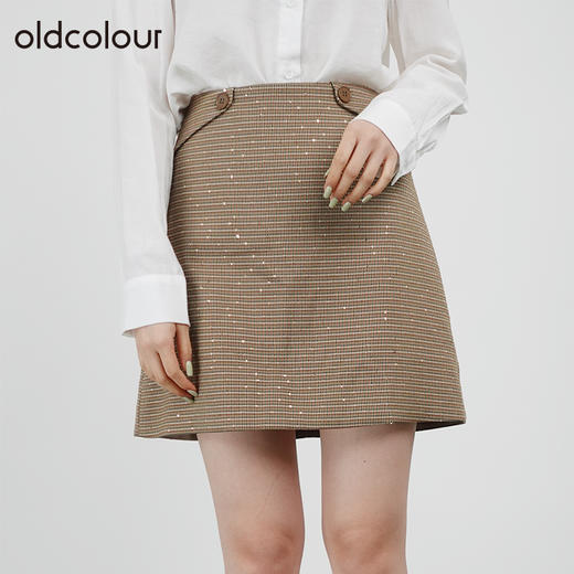 oldcolour2021秋商场同款高腰复古半身裙气质别致短裙DN33061484 商品图0