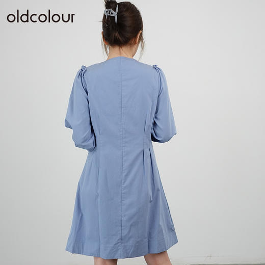 oldcolour2021秋商场同款V领长袖小清新气质短款连衣裙DN33103422 商品图3