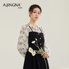 【特价不退换】阿菁娜绣花拼接撞色小黑裙法式假两件a字大摆长袖连衣裙F27Q212029 商品缩略图1