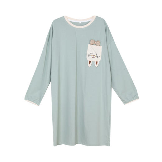 都市丽人好睡好眠女士正价棉质睡裙无尘棉单面薄家居服长袖裙睡衣LH26F1 商品图4