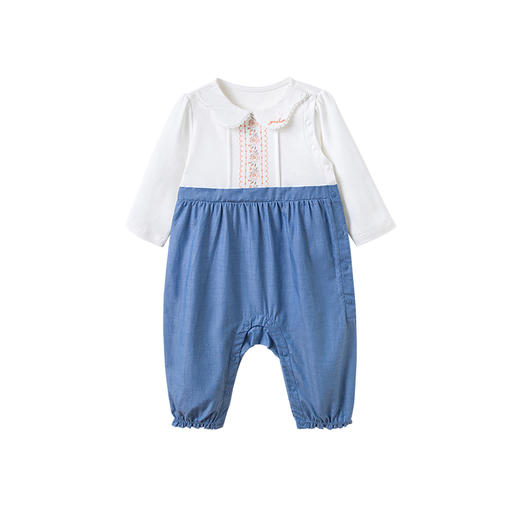 英氏婴儿连体衣秋装2022新款女宝纯棉按扣假两件哈衣YRHAJ32114A 商品图4