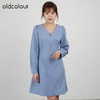 oldcolour2021秋商场同款V领长袖小清新气质短款连衣裙DN33103422 商品缩略图0
