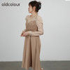 oldcolour2021秋商场同款甜美温柔拼接款抽褶连衣裙DN33103435 商品缩略图1