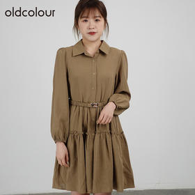 oldcolour2021秋商场同款设计感小众气质收腰连衣裙DN33103419